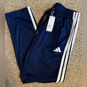 NWT Men’s adidas 3 stripe track pants size L Tall dark blue